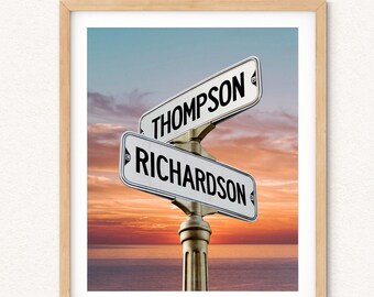Beach Theme Couple Names Home Decor, Ocean Sunset Housewarming Gift