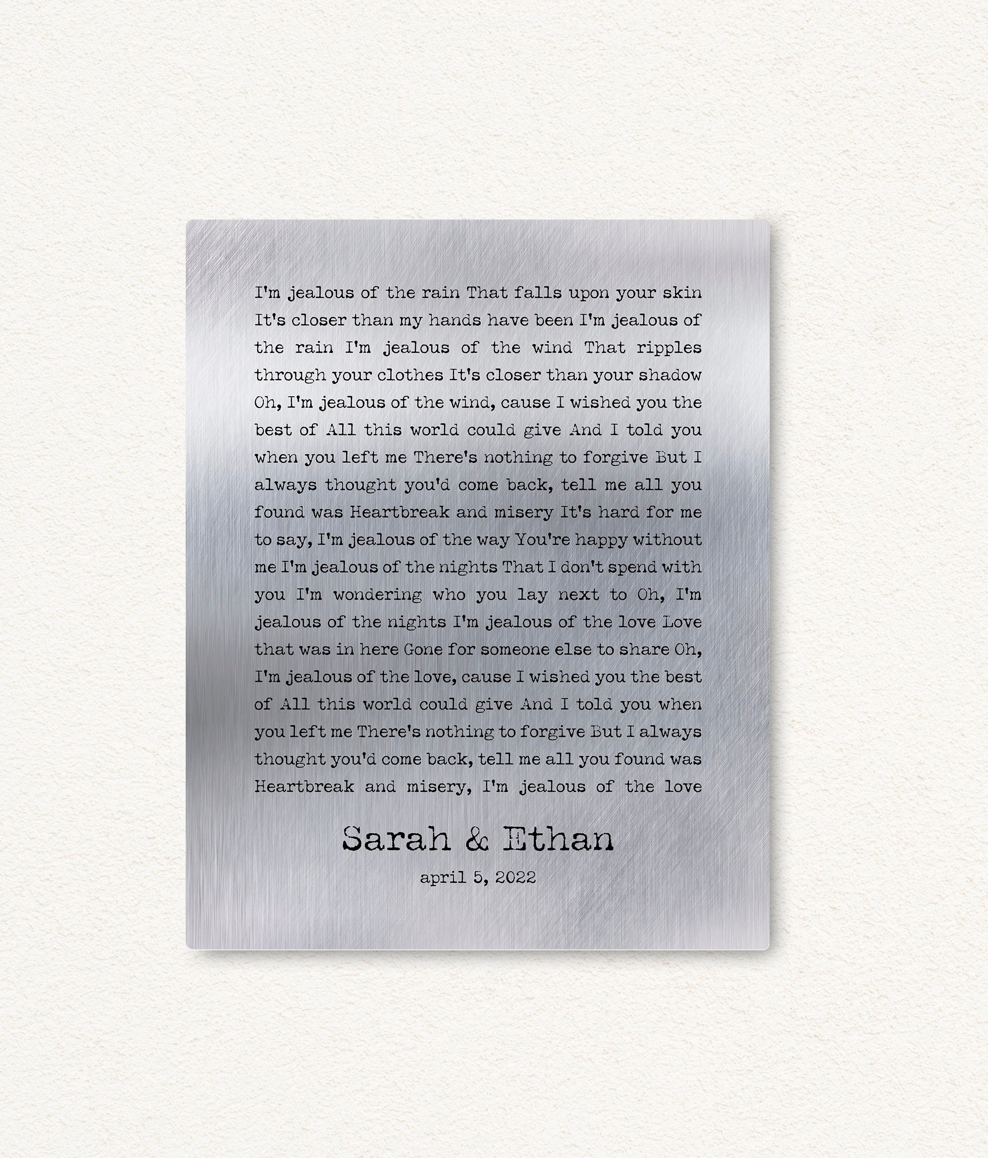 Custom Typewriter Quote On Metal, Custom Font Poem on Metal Personalized, Custom Writing Sign, Wedding Speech, Wedding Anniversary Gift