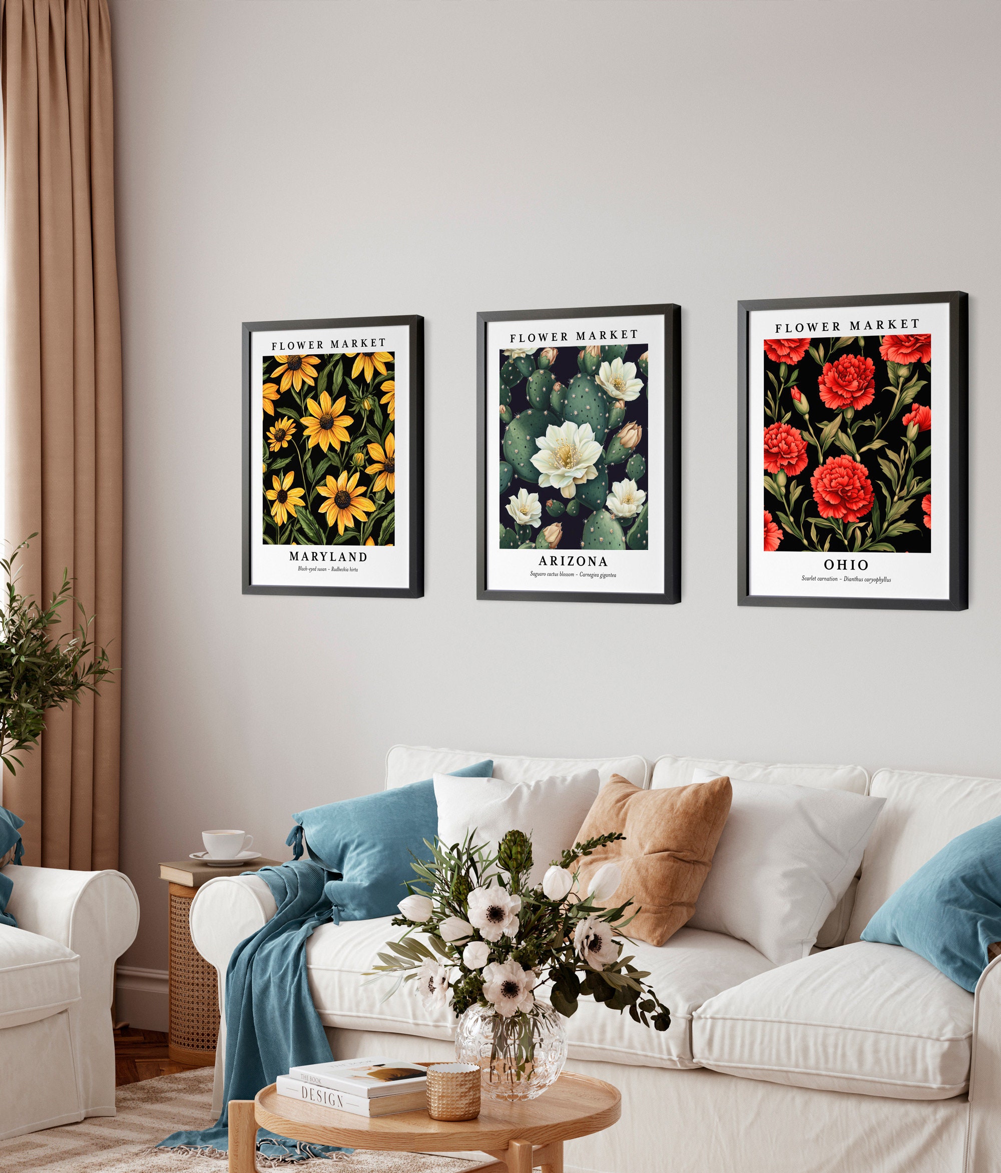 「claireSowdenクレアソヴデン亅ハート刺繍額入セットサイン入 Scarlet Carnation Print: Ohio State Flower, Botanical Wall Art - Etsy
