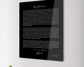 Custom Quote Black Metal Print, Personalized Aluminum Anniversary Gift, Speech Wall Art