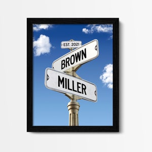 Personalized Engagement Street Sign Gift with Names for Couple Home Decor, Wedding Gift for Couple, Valentines Couple Gifts, Newlywed Gift