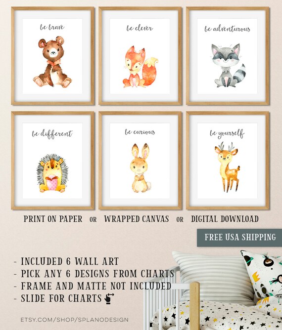 watercolor baby animal nursery prints