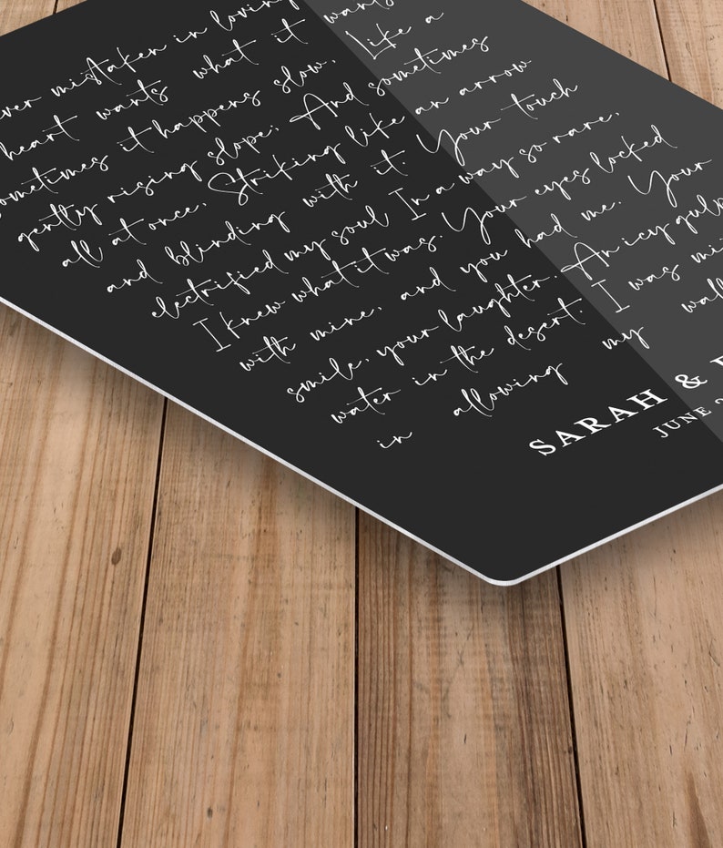 Custom Quote Metal Sign, 10 Year Anniversary Tin Gift, Personalized Poem on Aluminum image 7