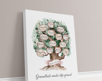 Personalized Grandchildren Family Tree Print: Grandparent Gift