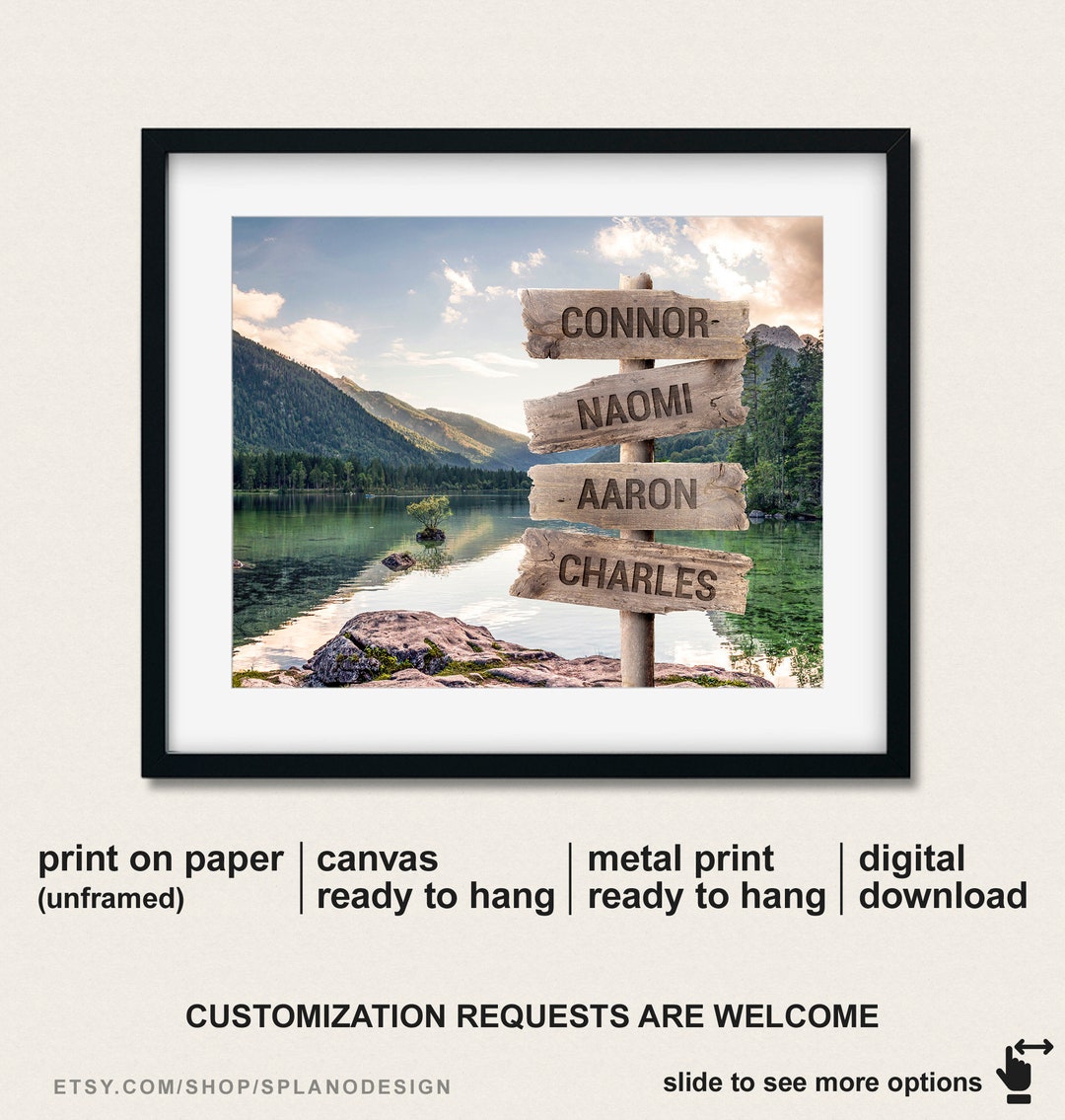 Wooden Street Sign Wall Decor With Names, Gift for Parents