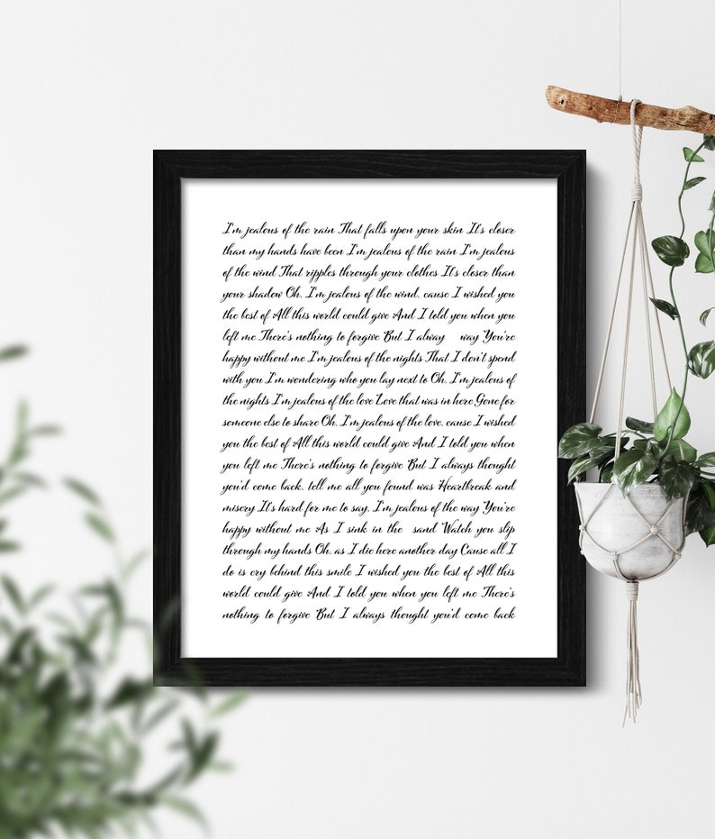 Custom Poem Print and Frame Custom Calligraphy Quote Custom Etsy