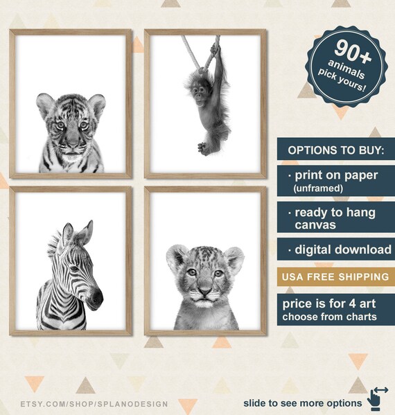 Black and White Safari Animal Prints Safari Baby Nursery | Etsy