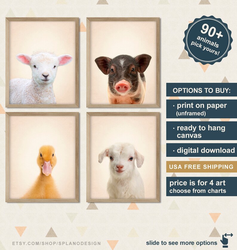 Farm Animal Nursery Decor Farm Animal Canvas Wall Art Farm Etsy