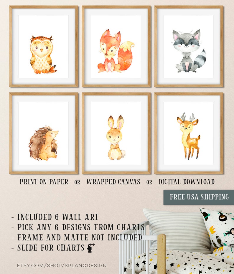 Forest Animal Nursery Prints Forest Animals Watercolor Etsy