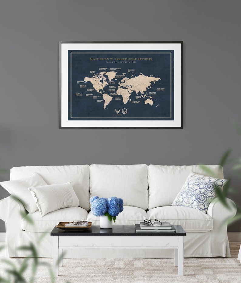 Custom Air Force Retirement Gift Where We Lived Map Military Etsy