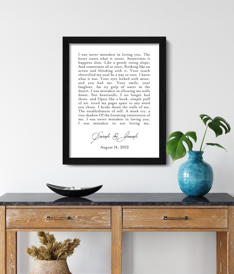 Custom Poem Print and Frame Custom Calligraphy Quote Custom Etsy