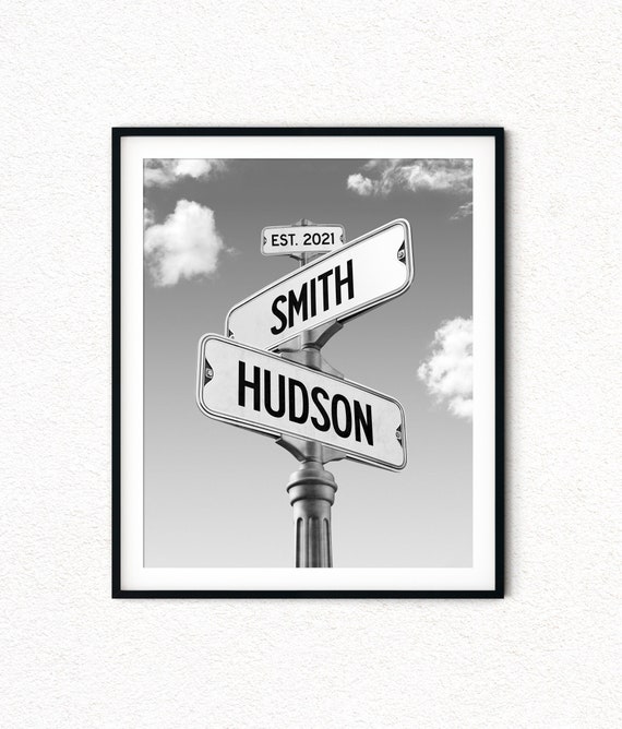 Personalized Street Sign Engagement Gift: Couple Names, Wedding Home Decor