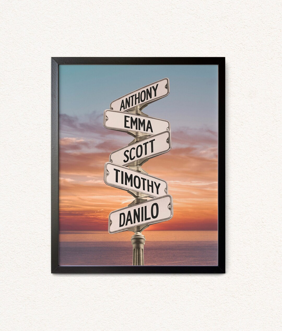 Custom Family Street Sign Canvas: Personalized Ocean Sunset Wall Art - Etsy