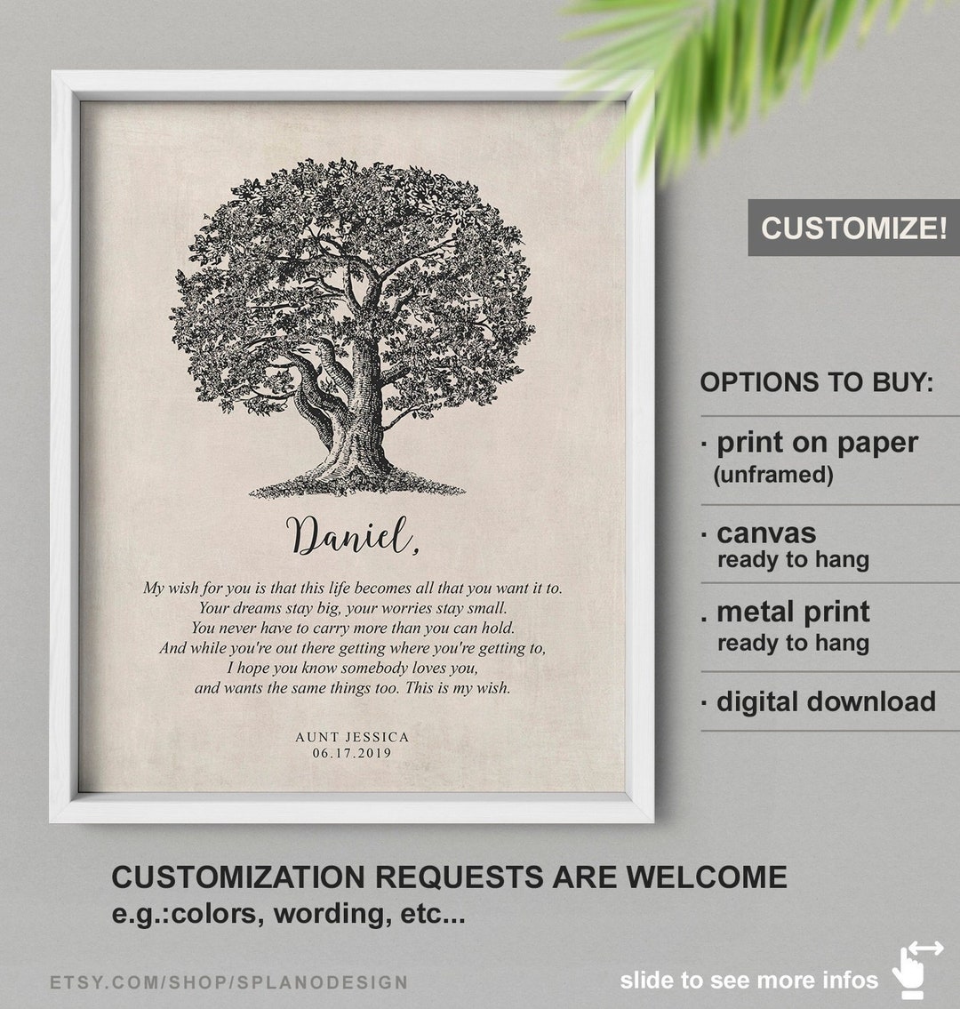 Tree Graduate Quote Personalized Graduation Quote Print: Tree of Life, Inspiring Gift - Etsy
