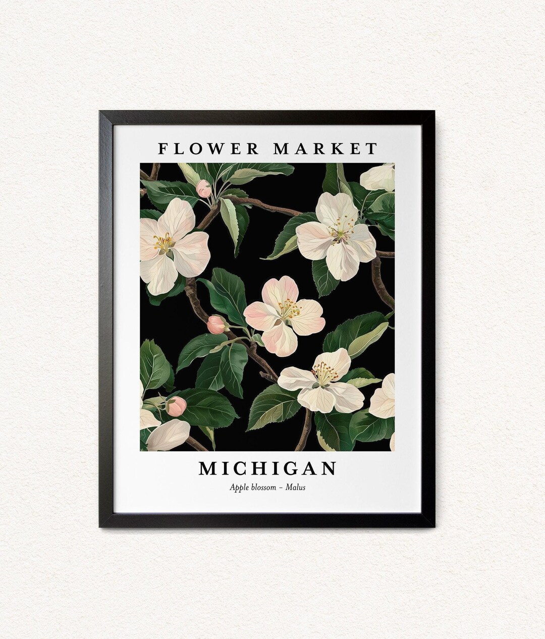 Michigan Apple Blossom Print: Botanical Canvas Wall Art - Etsy