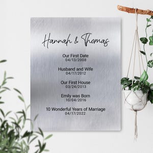 Custom Quote Metal Sign, 10 Year Anniversary Tin Gift, Personalized Poem on Aluminum image 8