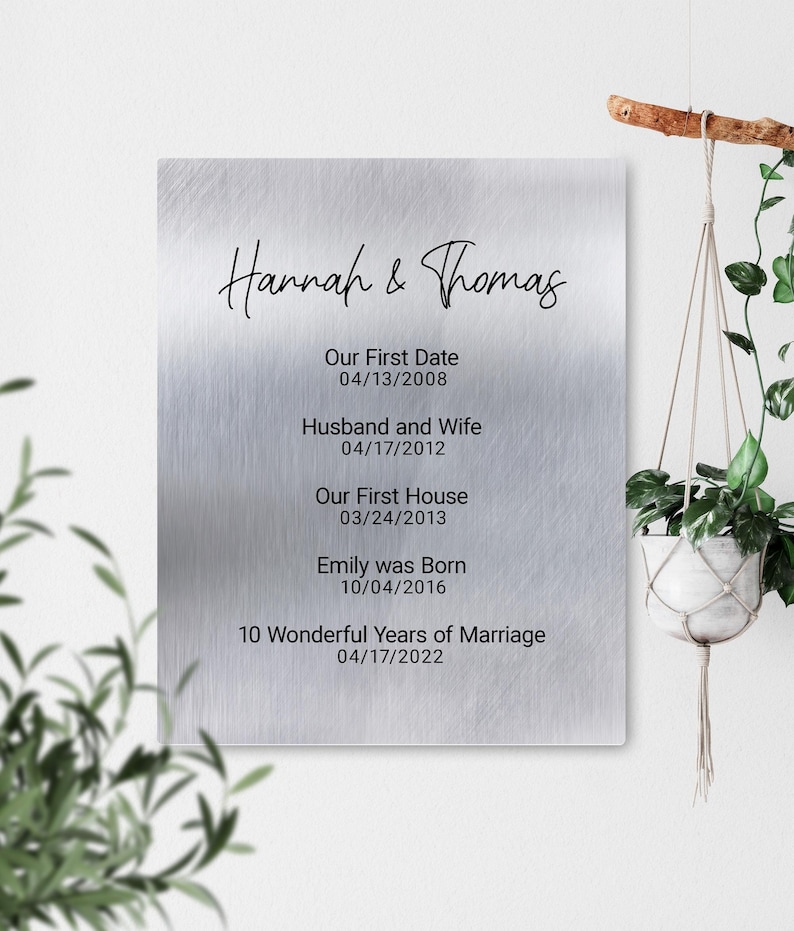 Custom Quote Metal Sign, 10 Year Anniversary Tin Gift, Personalized Poem on Aluminum image 8