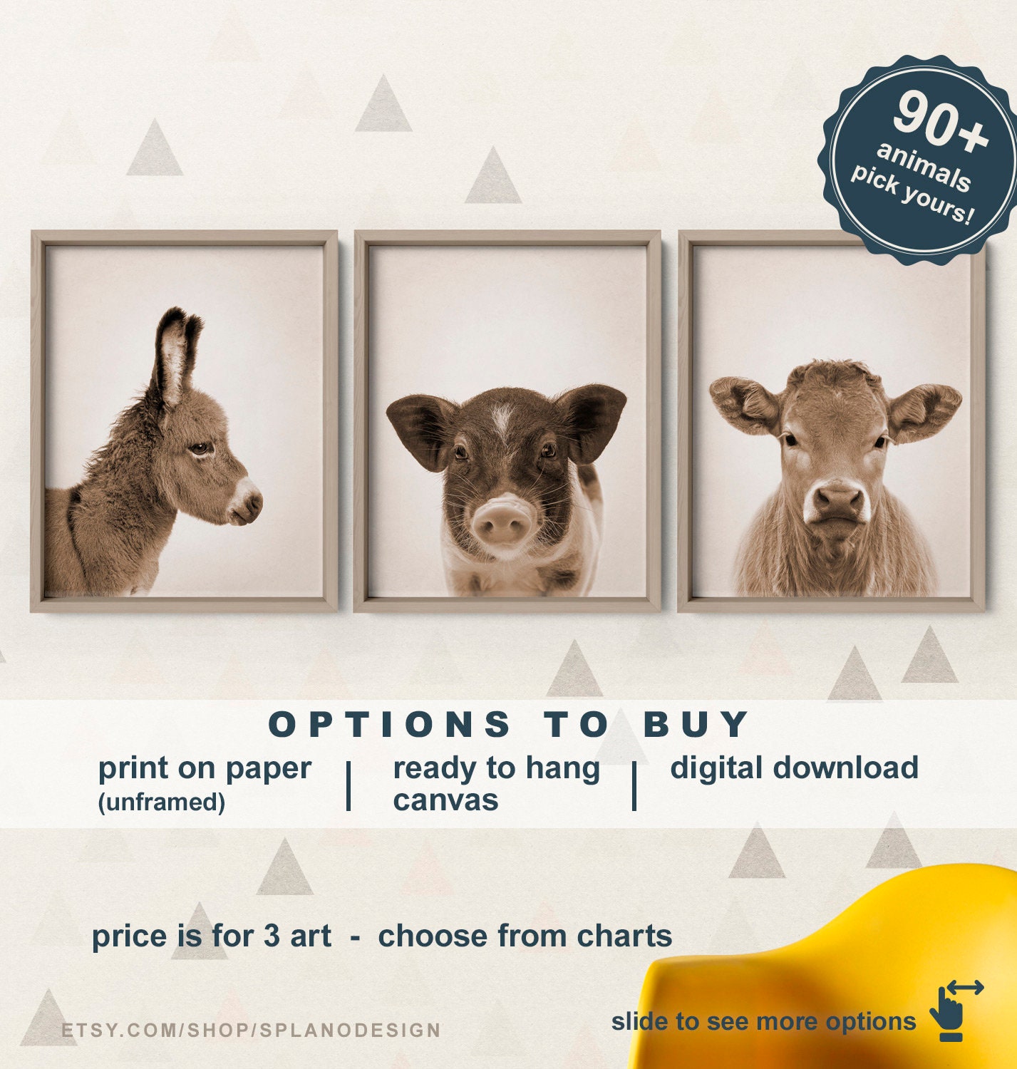 Baby Farm Animal Canvas Farm Animal Prints Nursery Baby Farm Etsy