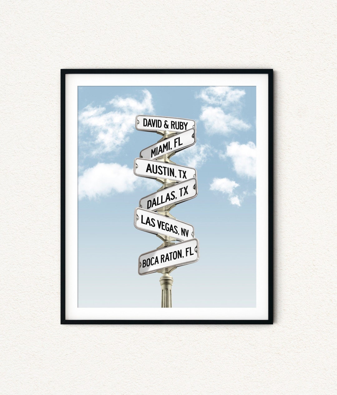 Personalized Location Signpost Print: Couple Travel Gift - Etsy