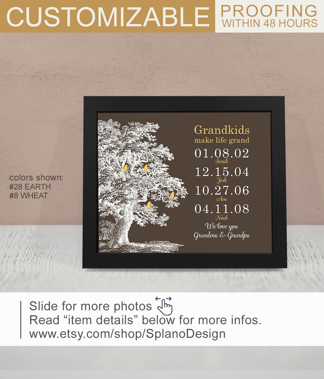 These Are My Beloved Kids - Personalized Horizontal Canvas - Gift For Grandparents