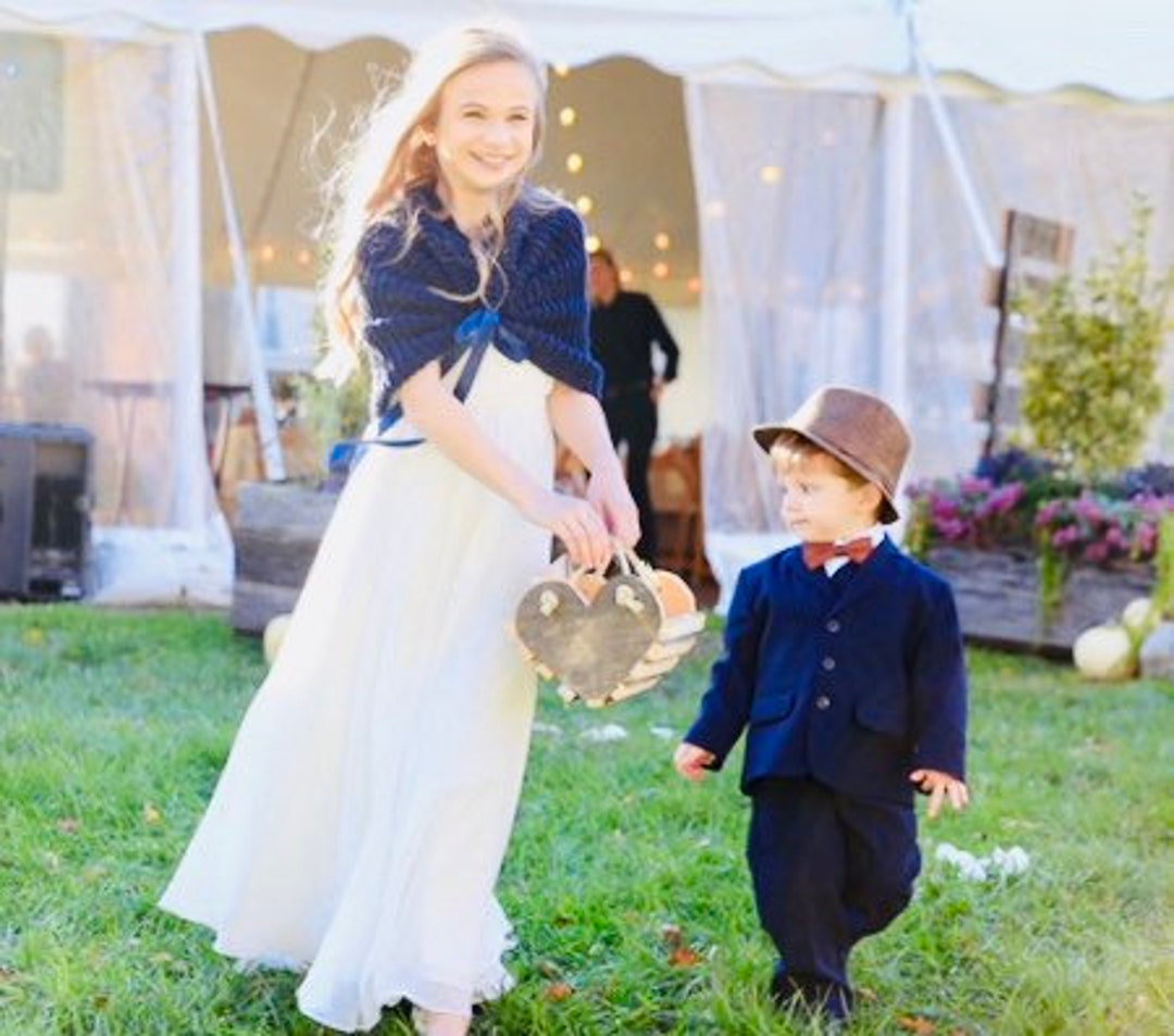 Hand Knit Flower Girl Shawl/bridal Shawl/wedding Capelet Etsy