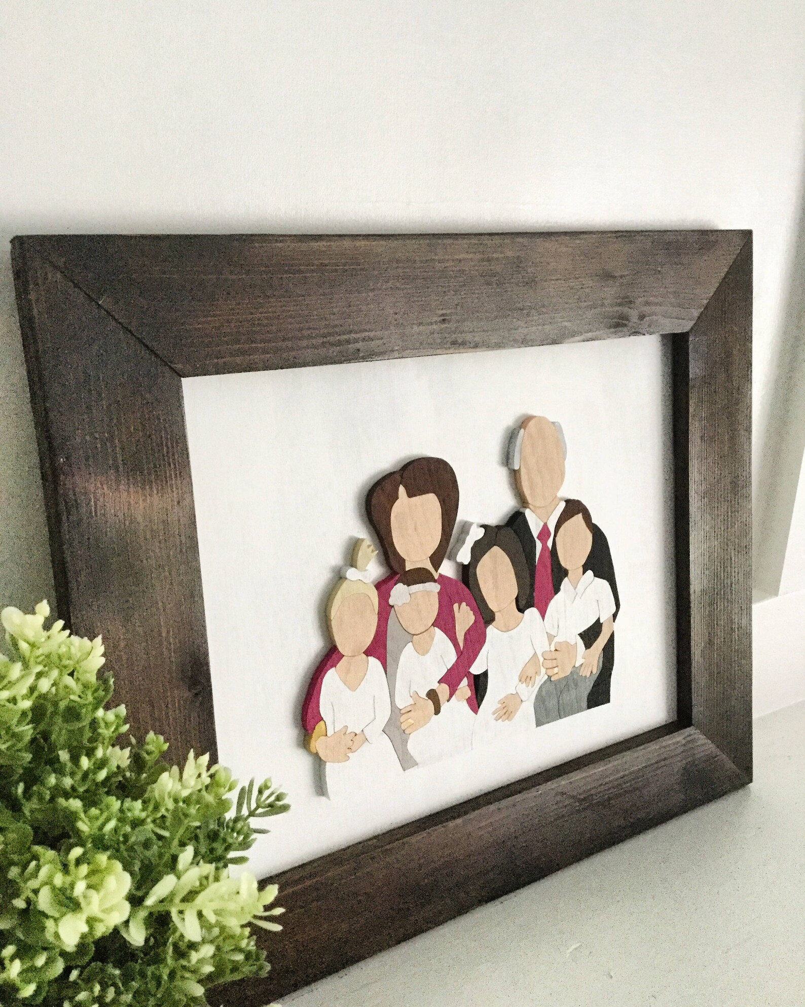 Family Wood Portrait Wood Wall Art Custom Family Portrait Etsy