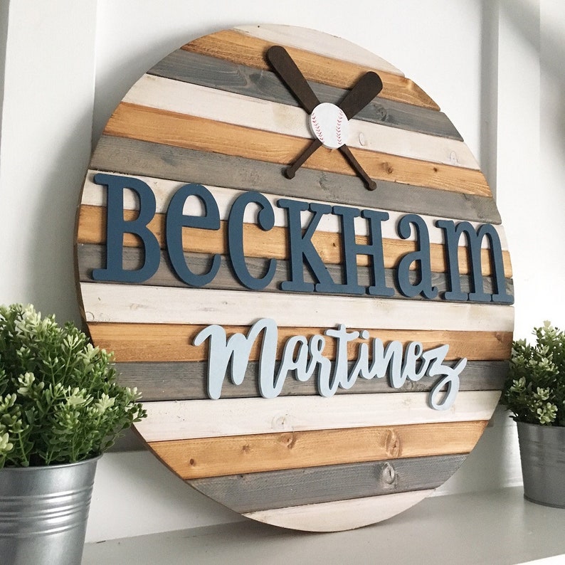 24 Pallet Round Name Sign Wood Name Sign Wooden Name Etsy