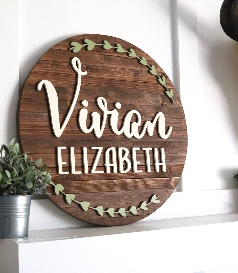 24 Pallet Round Name Sign Wood Name Sign Wooden Name Etsy
