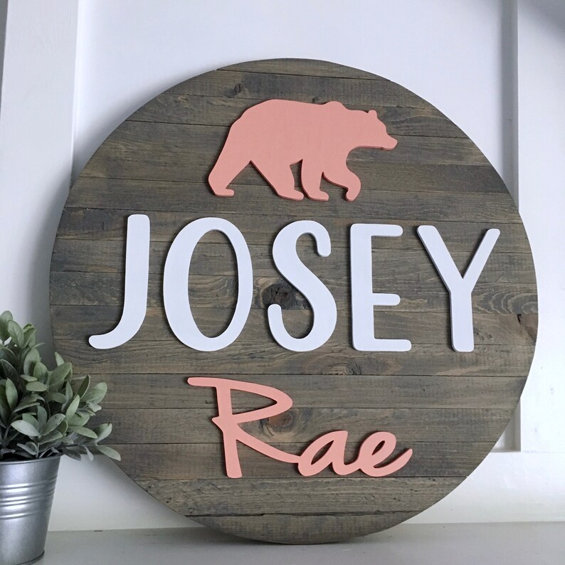 24 Pallet Round Name Sign Wood Name Sign Wooden Name Etsy