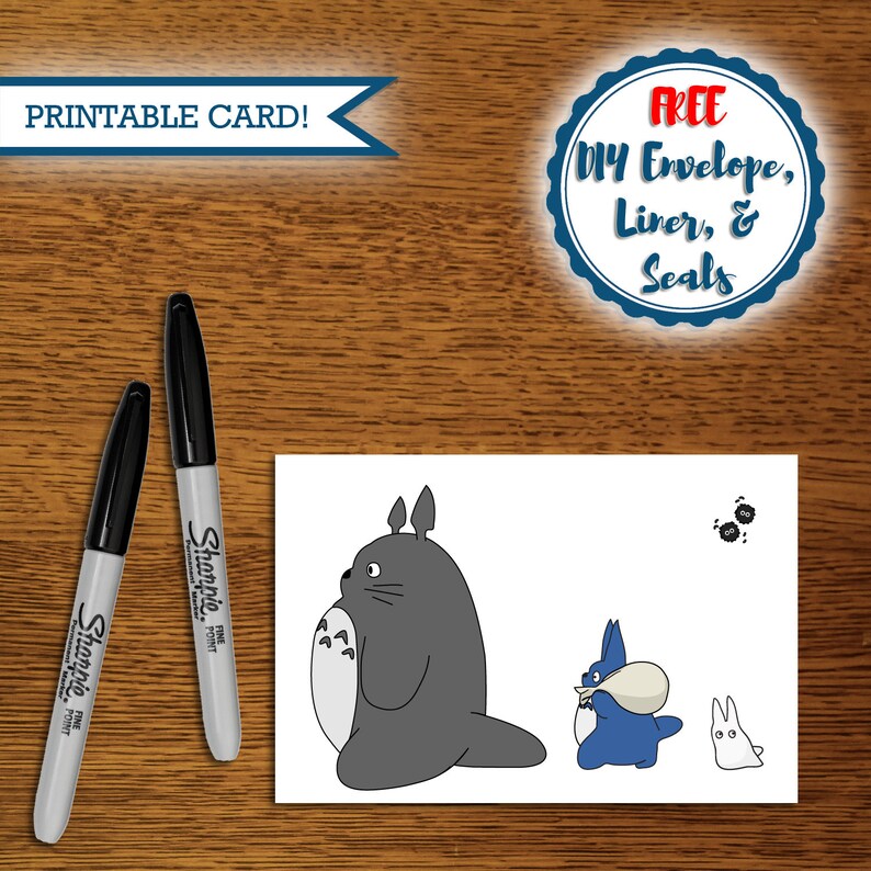 Totoro Card Studio Ghibli Card My Neighbor Totoro Printable | Etsy