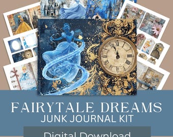 Fairytale Dreams Junk Journal Kit: afdrukbare ephemera (digitale download 300 dpi)