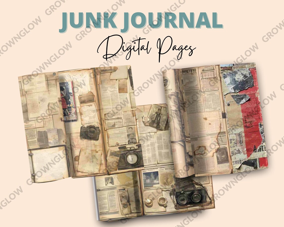 20 Junk Journal Pages - Vintage Nostalgic Theme | Printable Digital Kit ...