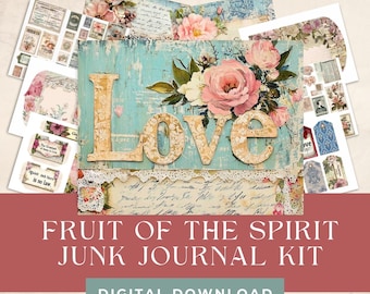 Fruit of The Spirit-junkjournaalkit: kortstondige, tags, folio's (digitale download)
