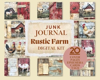 Rustic Farm Junk Journal Kit: vintage landelijk plakboek (digitale download)