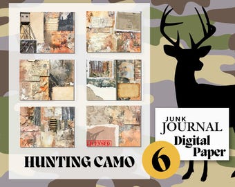 Junk Journal-pagina's: nostalgisch CAMO-jachtthema | Afdrukbaar digitaal papier |Scrapbooken | 300 dpi