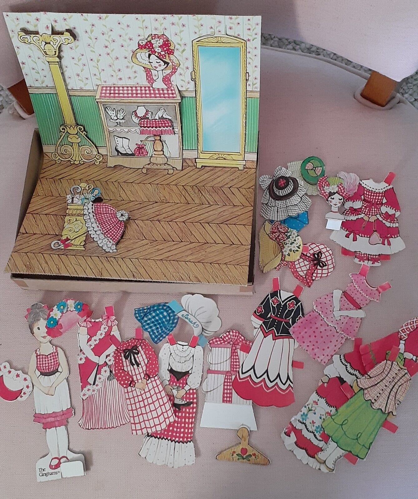 Two Sets Gingham Paper Dolls Sarah and Carrie Etsy