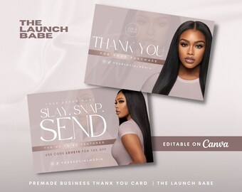 Editable Thank You Card | DIY Canva Template | Premade Thank You Card | Hair Business | Lash Business | Clothing Boutique