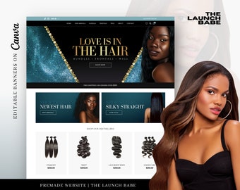 Hair Extensions Website | Premade Wix Website | Premade Template | Hair Business | Clothing Boutique | Wix Theme | Teal | Blue