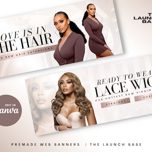DIY Premade Website Banner Template - Silk Rose | Hair Website Banner | Shopify | Wix | Hair Business | Lash Business | Clothing Boutique