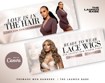 DIY Premade Website Banner Template - Silk Rose | Hair Website Banner | Shopify | Wix | Hair Business | Lash Business | Clothing Boutique