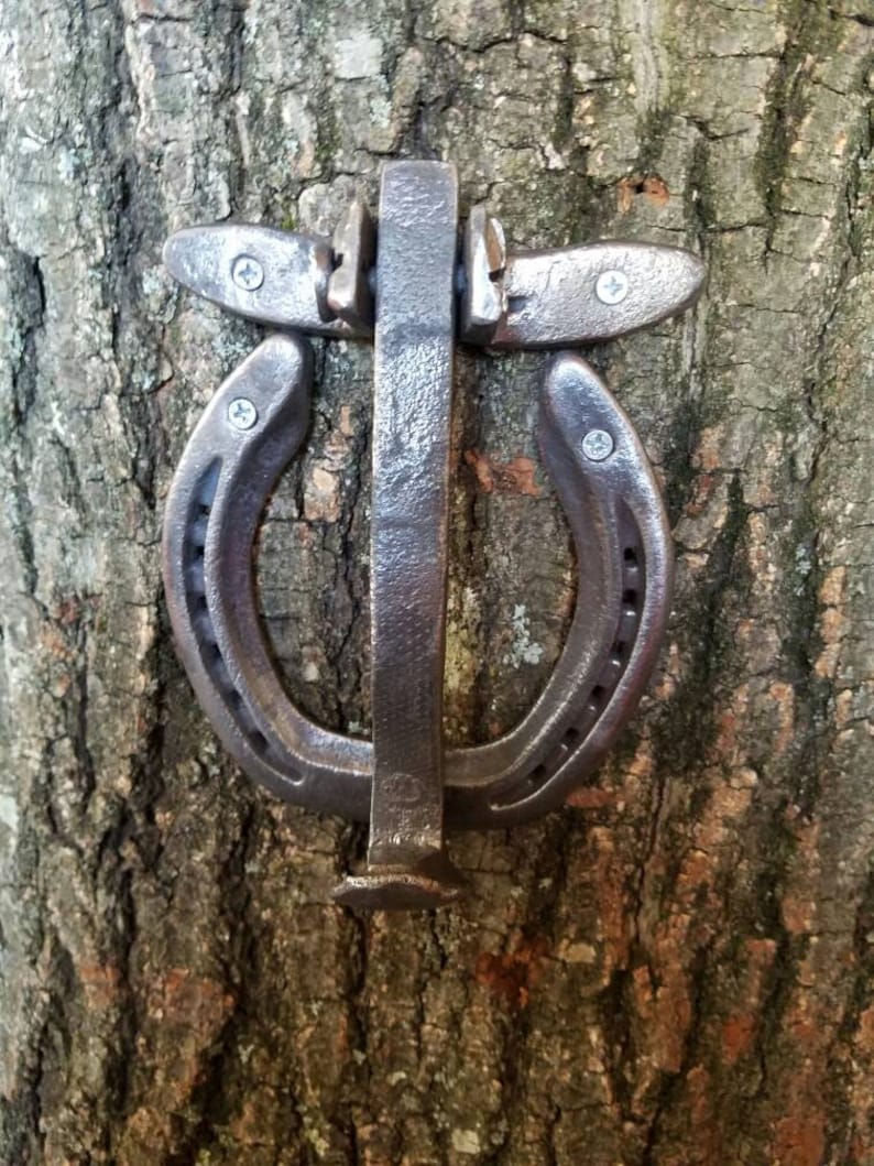 Rustic Horseshoe And Railroad Spike Door Knocker
