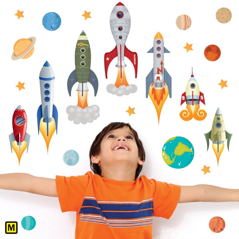Space wall stickers & rocket wall stickers/ wall decals Etsy