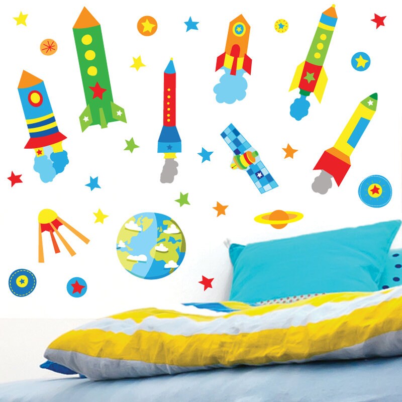 Space wall stickers & rocket wall stickers/ wall decals Etsy