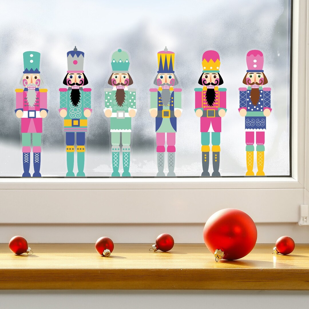 Christmas Pastel Nutcracker Window Stickers Reusable Window Etsy UK