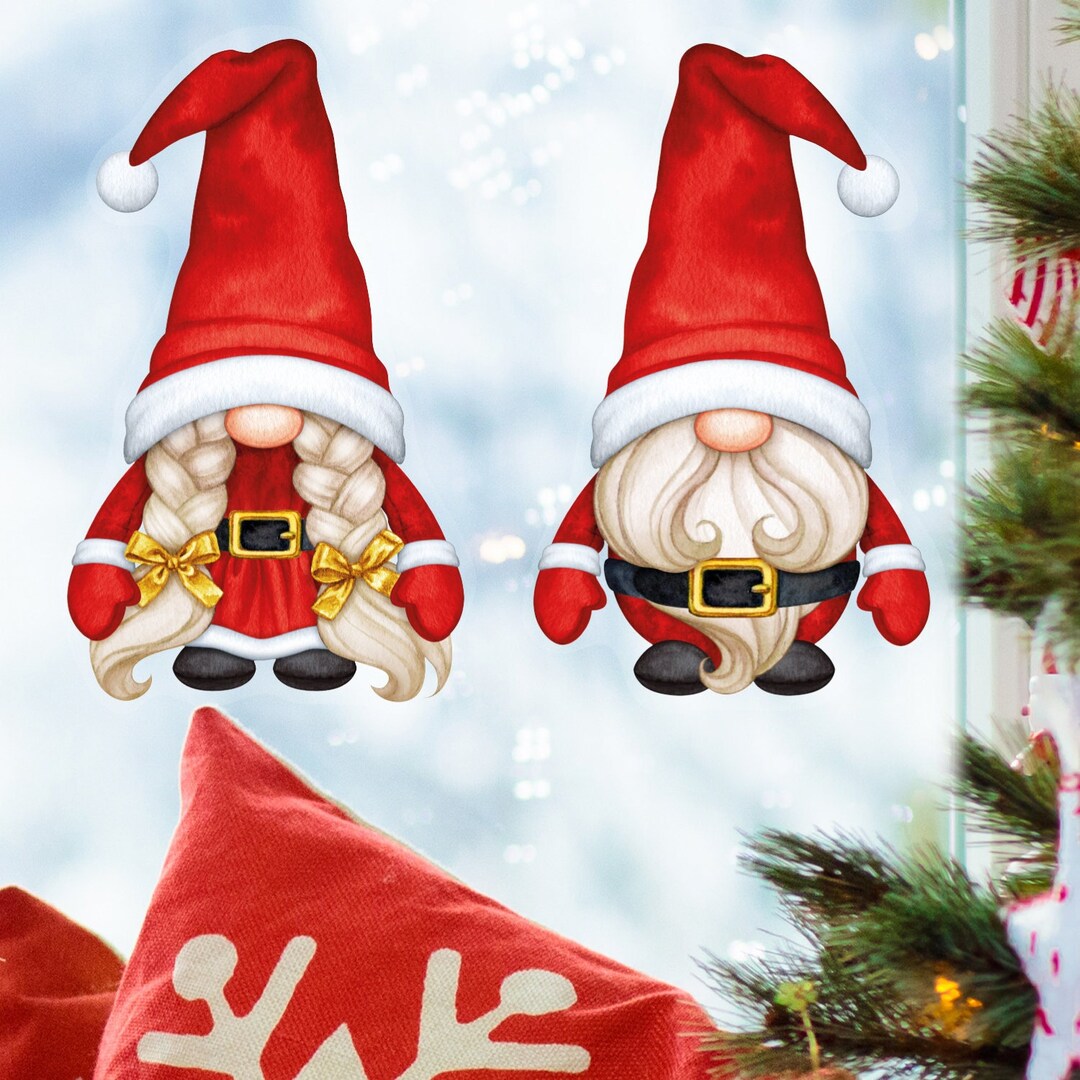 Christmas Gonk Red Cute Gnome Window Stickers Reusable Window - Etsy UK