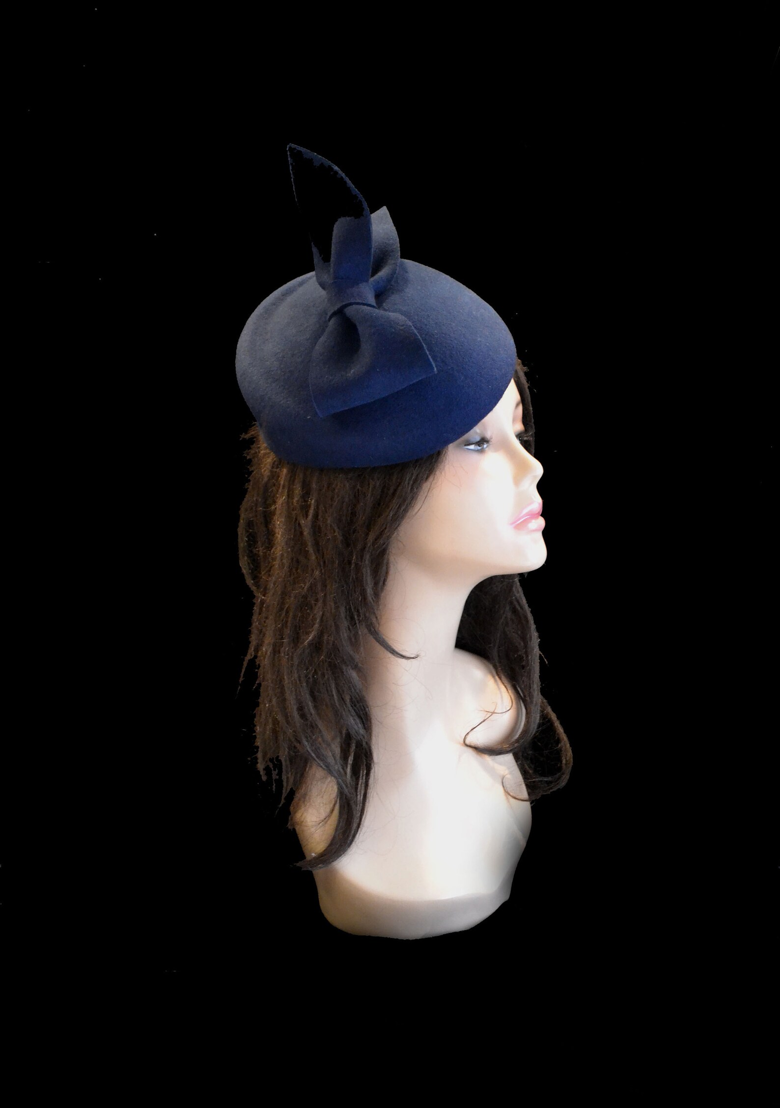 Navy blue pillbox hat fascinator cocktail wedding hats bridal Etsy