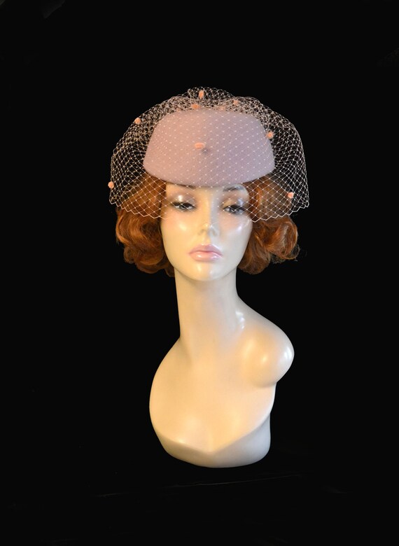 Blush pink hat pink pillbox hat pillbox hat with veil Etsy