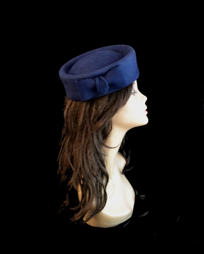 Navy Blue Pillbox Hat Fascinator Cocktail Kate Middleton Etsy