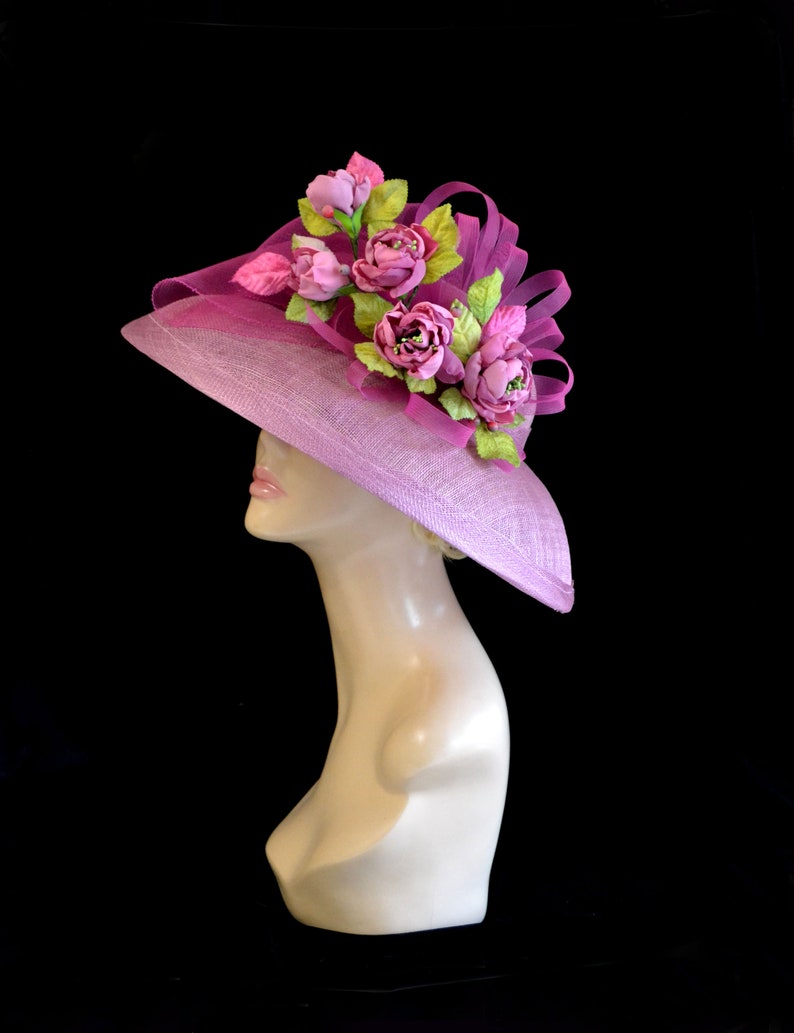 Pink Derby hat for women Pink Derby hat fascinator Sinamay hat Etsy