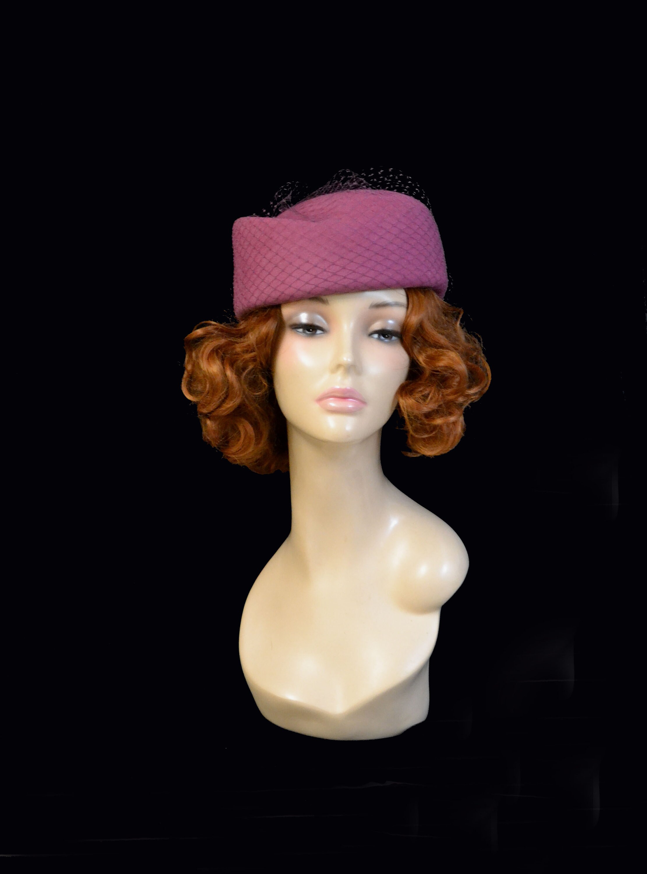 Dusty pink pillbox hat with veil Pink pillbox hat Pink felt Etsy